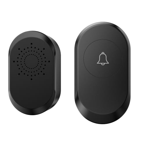 Image of OXSAM Wireless Doorbell - Long Range Over 100 Ft, 32 Rings Bell, Battery Powered Door Bell Chime with LED Flash Wireless Calling Bell for Home, Office, Shop (Black (plug))