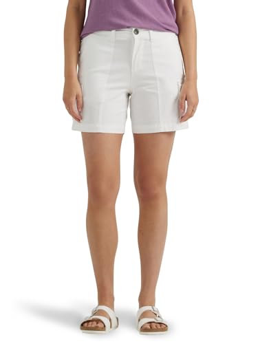 Short Cargo Femme Lee Blanc pour Randonnée et Voyage Confortable Flex-to-Go Taille 14