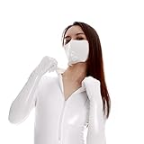 Ftshist Shiny 3D Mouth Face Mask PU Leather Roleplay Sex Mask for Breath Control & Cosplay Adventures (White)