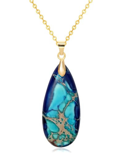 Wovanoo Teardrop Blue Stone Necklace