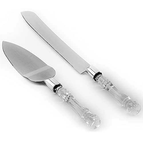 Tytroy Elegant & Classic Stainless Steel Wedding Birthday Cake (Or Pie Pastry) Serving Set Of 13In Serrated Knife And 11In Server Both With Beautiful 4In Faux Crystal Handles (1 Set) #TOP14