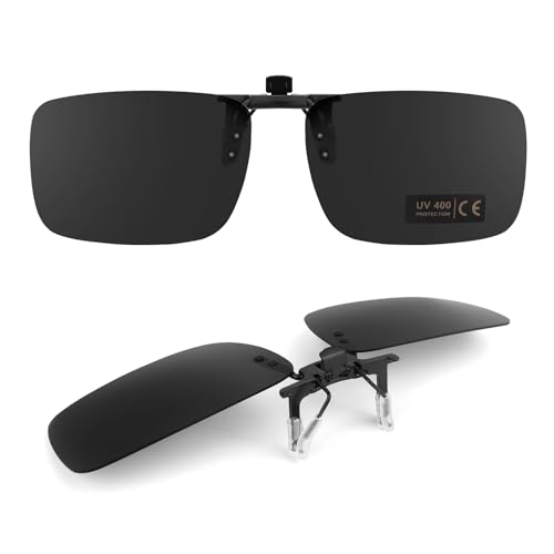 TEMSO Clip On Sunglasses Over Prescription Glasses For Men Women Polarized Flip up Driving Glasses UV400 Protection|Anti Glare|HD Vision|Safe Driving|Black