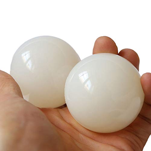 Kunze Fitness Massage Ball,Baoding Balls, Natural White Jade Massage Balls Stress Relieve Hand Exercise, Chinese Health Exercise Stress Balls Feng Shui Health Exersice Stress Relief Meditation Balls