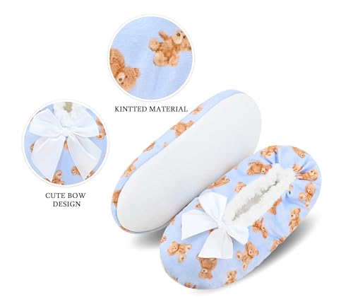 Image of DICUIRD Womens Cozy&Warm Soft Sole Slipper Socks with Grippers-Girls Teddy Fleece Indoor Slipper with Non-skid Bottoms