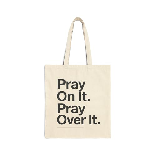 Christian Tote Bag – Pray On It. Pray Over It. – Inspirational Faith Bag for Women, Bible Study, Gifts & Church - Main Image