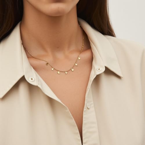 Butterfly Charm Necklace for Women 18K Gold Plated Stainless Steel Butterfly Pendant Necklace for Women Trendy Jewelry2