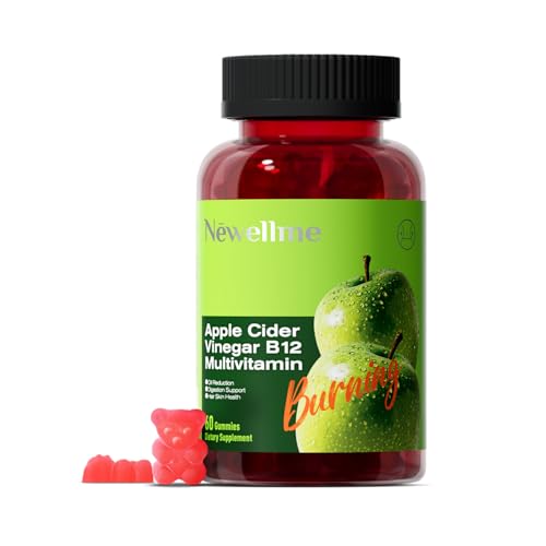 Newellme ACV Gummies with B12 | 1000mg High-Potency Organic Apple Cider Vinegar → Vegan, Non-GMO Project Verified ,Digestive Support,No Sugar, 30 Count