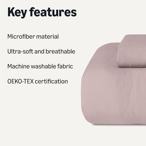 Image of Amazon Basics Brushed Microfiber Comforter Set, Extra Soft with Natural Texture, Oeko-TEX Certified, 2-Piece, Twin /Twin XL, Purple