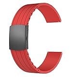  SOUWILA Correa Reloj Recambios Correa Relojes Caucho 16/18/20/22/24mm Silicona Correa Reloj con Acero Inoxidable Hebilla Desplegable (20mm, Red-Black)