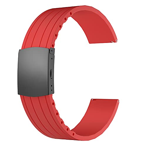 Preisvergleich Produktbild SOUWILA Unisex Kautschuk Armband mit Edelstahl Schwarz Faltschließe (20mm, rot-schwarz)