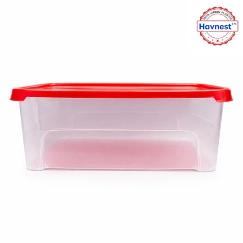 Image of Clear Storage Box (Pack of 2, Large) | 100% Virgin Plastic | Transparent, Stackable Organiser for Jewelry, Beads, Sewing,Medicines & More | Portable Design(Red /Blue /Yellow)