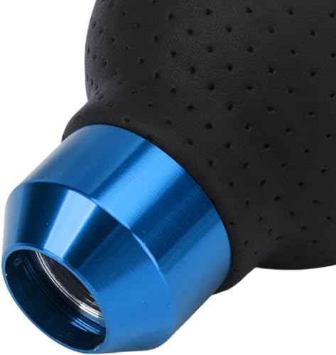 Image of AutoBizarre 5 Speed Aluminum Base Metal Ring Leather Covered Gear Knob Gear Shifter Handle Knob for All Manual Transmission Cars (Blue)