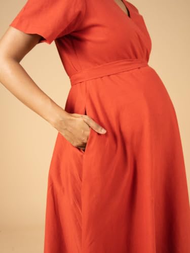 Image of The Mom Store Maternity and Nursing Wrap Dress for New Mom | Pre and Post Pregnancy Wear for Womens | Trendy Stylish Printed Friendly Dresses for Women | Comfortable