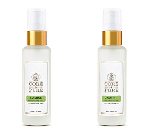Image of CORE & PURE Jasmine Water 50 ML - For Matured & Dull Face | Mist /Spray Toner | Natural Essential Oil Hydrosol - (Pack of 2, 50ml)
