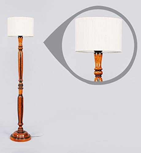 Image of tu casa Mango Wooden Floor Lamps (Off -White)