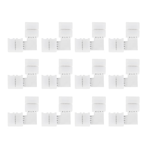 DIYEAH Conector de Esquina para Tira LED de Plástico Blanco, Ligero y Fácil de Instalar, Paquete de 20 Piezas Adecuado para Unir Luces LED en Interiores