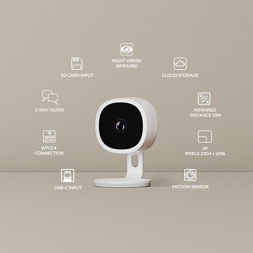 CALEX Caméra de Sécurité Intelligente, Caméra IP WiFi 2K avec Commande Via App, Vision Nocturne et Audio Bidirectionnel, pour Intérieur, Pack de 2 – Image 4
