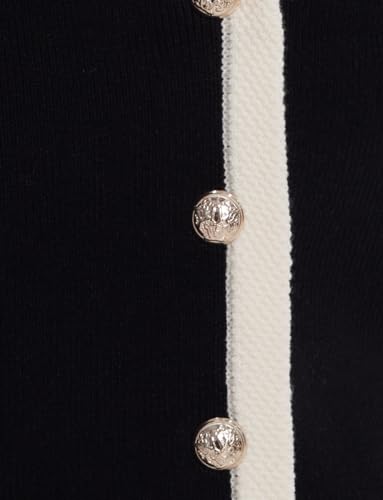 Image of Women's Striped Cropped Knit Vest - Sleeveless V Neck with Gold Buttons, Business Casual Multi-Season Layering Top