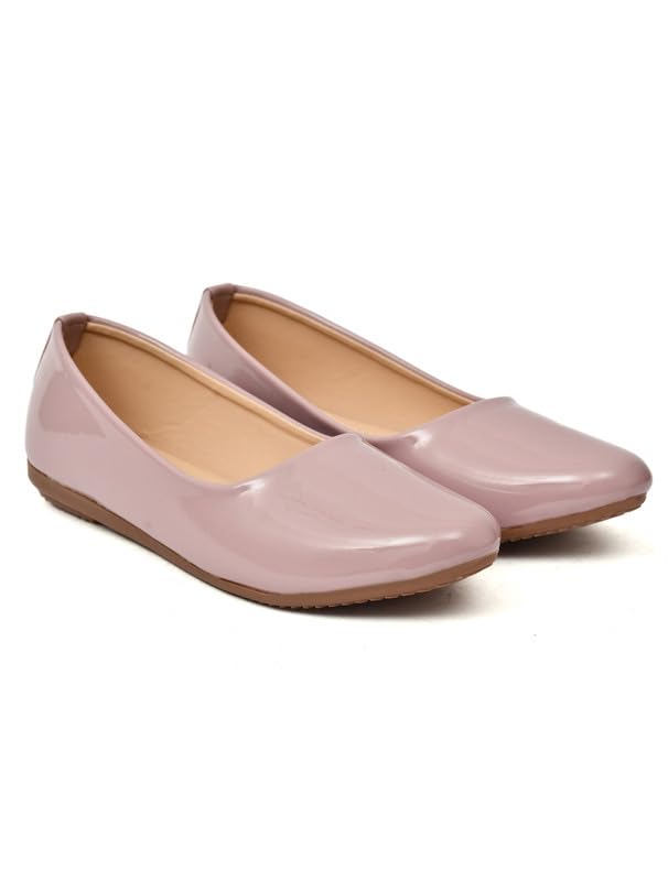 Image of MISS London Women's Bellies | Patent Leather Flats for Casual & Office Wear | Stylish & Comfortable | TPC Sole