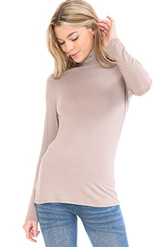 Image of Women's Lightweight Long Sleeve Turtleneck Top Pullover Sweater (S-3XL)