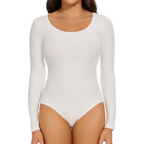 Joyshaper Damen Langarm Body U-Ausschnitt Bodysuit Top Stringbody Basic...