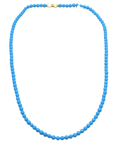 Rajasthan Gems Women Necklace Mala Beautiful Single Line Natural Blue Turquoise Bead Gem Stone F676 (B0C6K5JN73) Amazon Price History, Amazon Price Tracker