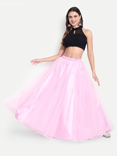 Image of TILISM Women's and Girls Solid Satin Long Skirt