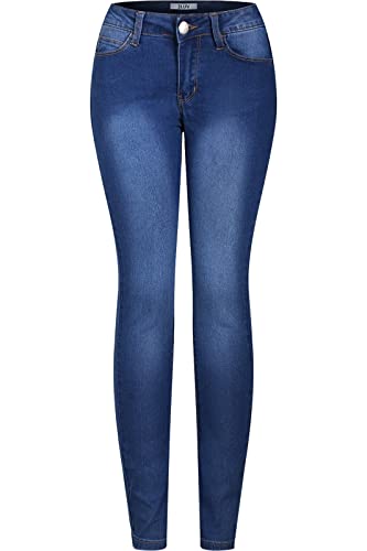2LUV Women's Stretchy 5 Pocket Dark Denim Skinny Jeans Blue Denim 11