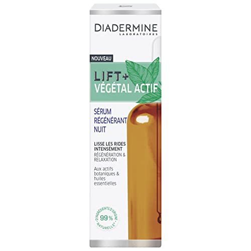 Diadermine - Lift+ Végétal Actif - Sérum Régénérant Nuit - Sérum Visage - Actifs Botaniques et Huiles Essentielles - Régénération et Relaxation - Lisse les Rides Instantanément - Flacon de 30 ml Cover