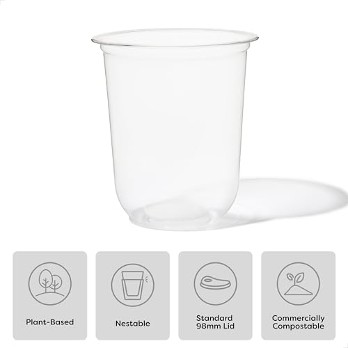 TOSSWARE NATURAL 16oz Arc - Plant Based 98mm Clear Cold Cups - Plastic Alternative for Parties, Bachelorettes, Weddings - Recyclable - Set of 100 by TOSSWARE - Used condition - Image 2