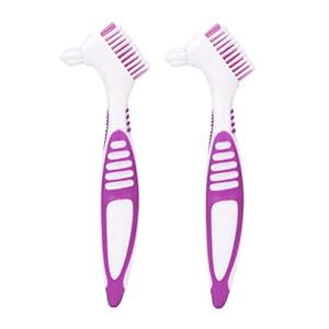FILFEEL Denture Brush, 2pcs/set, Specially Designed to Thoroughly Clean Dentures & Bridges