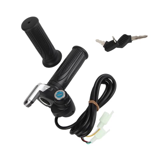 Poignée D'accélérateur électrique à Demi-torsion 36 V avec Indicateur de Puissance LED Verrouillage à Clé pour Vélos électriques Scooters Noir