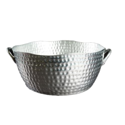 IHI Est. 1995 Round Hammered Design - 18.5 x 16 x 7 Inch Polished Metal Aluminum Beverage Tub