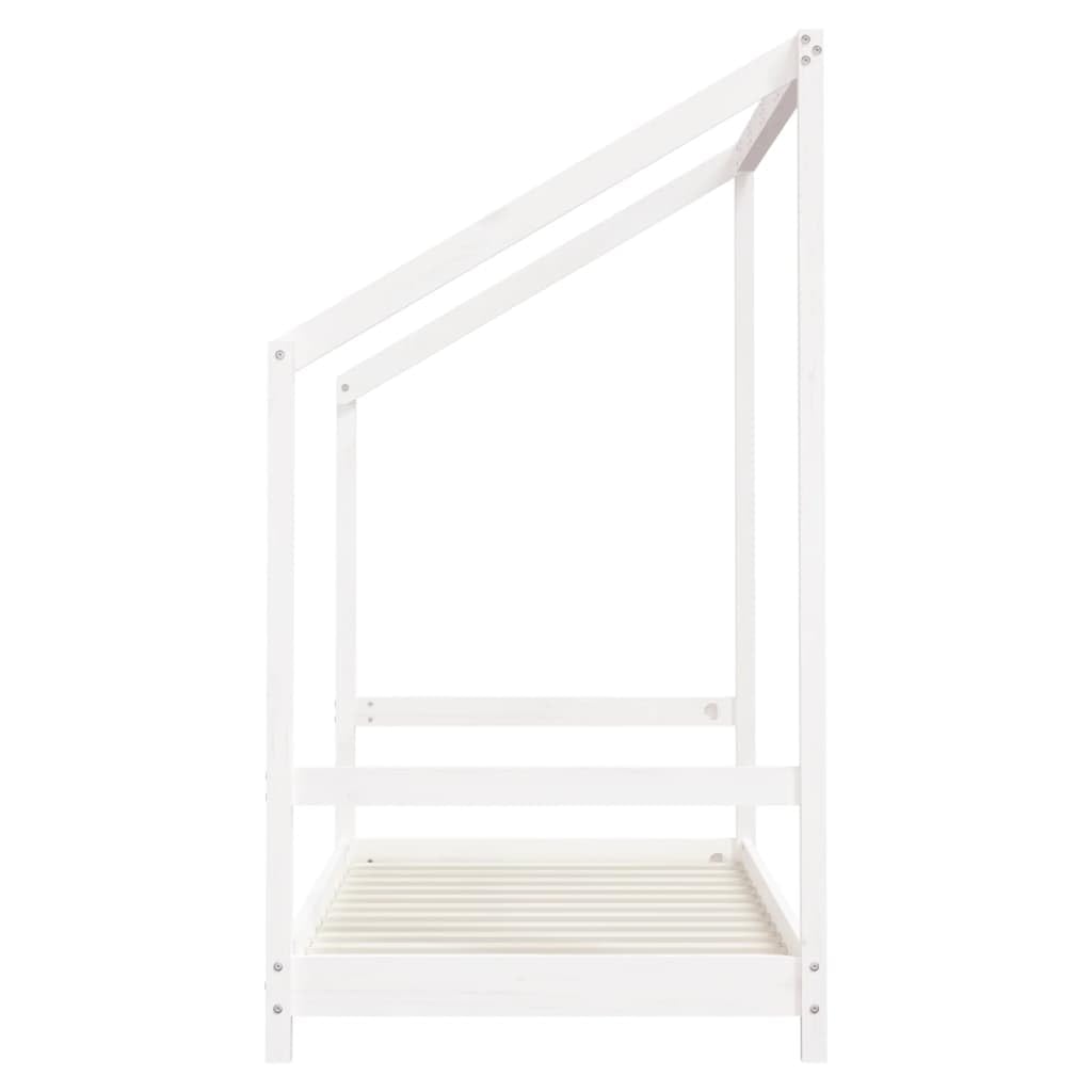 Lettino per bambini in legno massiccio di pino, bianco, 2 x 80 x 160 cm, con rete a doghe e protezione anticaduta, per la cameretta dei bambini, trasformabile con spazio e spazio per dormire