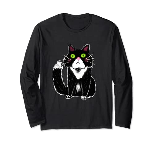 Cat Lovers Designs Tuxedo Cat Manga Larga