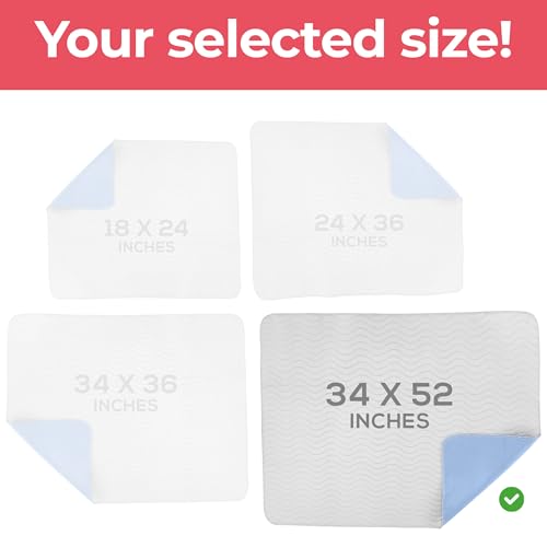 Image of 4 Pack Waterproof Reusable Heavy Absorbency Incontinence Bed Pads 34 inchx52 inch | Utopia Bedding Washable Underpads, Chuck Pads for Adults, Kids, Elderly and Pets, Bedwetting Pads for Sofa and Couch, White