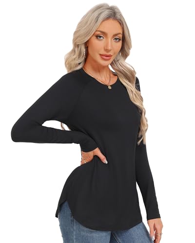 GAYHAY Womens Long Sleeve Shirts Crew Neck Casual Tunic Tops Loose Fit Basic Tshirts Fall Fashion Outfit Clothes 20254