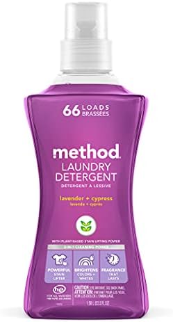 Method Liquid Laundry Detergent, Lavender + Cypress, 66 Loads Per Bottle, Hypoallergenic + Biodegradable Formula, Plant-Based Stain Remover, 53.5 Fl Oz (Pack of 1)