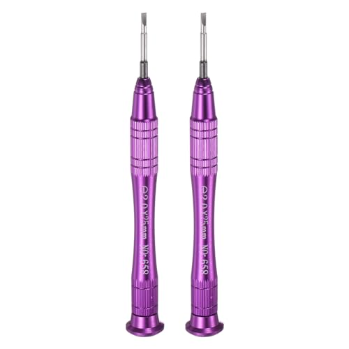 QUARKZMAN 2 Piezas Destornillador De Precisión Ranurado 2.0x25mm Mini Destornillador Plano Magnético Estilo Bolígrafo Con Mango Antideslizante Para Gafas Relojes Laptops Electrónicos Morado