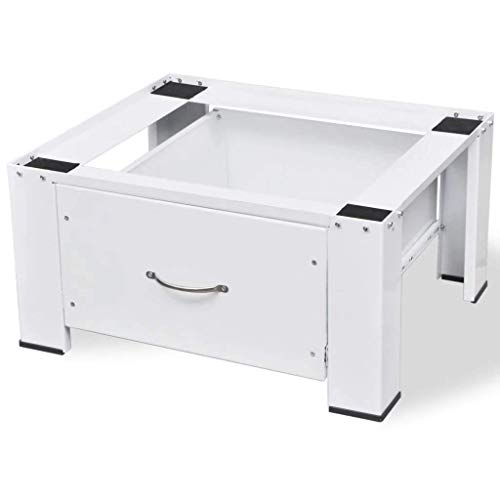 vidaXL Washing Machine Pedestal w/ Storage Drawer Stand Raiser Utility Room - Thumbnail 6