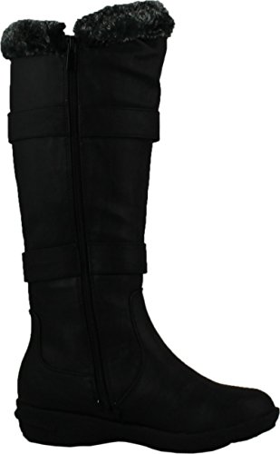 Image of Forever Link Women's Klein-70 Closed Round Toe Buckle Slouch Flat Heel Mid-Calf Boot