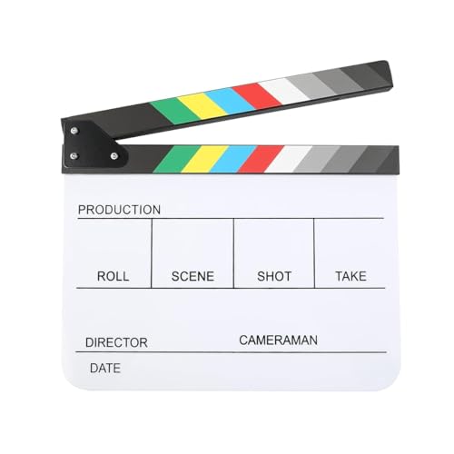 Wzxksoac Tablilla Acrílica de Borrado en Seco para TV, Película, Director de Cine, Tablilla de Escena de Acción Cortada con Borrador de Rotulador