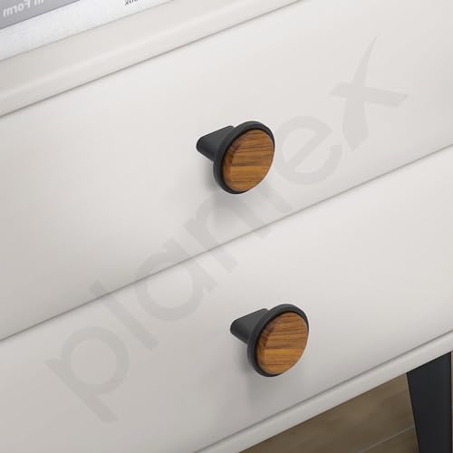 Image of Plantex Knobs for Drawer /Round Drawer Knobs /Knobs for Cabinets /Pull-Push Knobs for Kitchen /Bedroom Drawer - Pack of 2 (Small, Black & Wood)