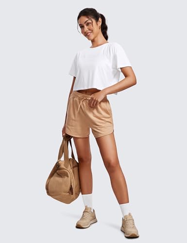 CRZ YOGA Open Back Short Sleeve Crop Top for Women Loose Athletic Yoga Workout Shirts Casual Cropped T-Shirts3