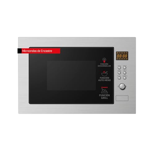 Corberó - Microondas Integrable | CMICP125 | 25L | Potencia 900W | Auto Menú | Grill | 5 Niveles de Potencia | Control Easy-Tronic | Cocina Exprés | Plato Giratorio 315mm | Inox