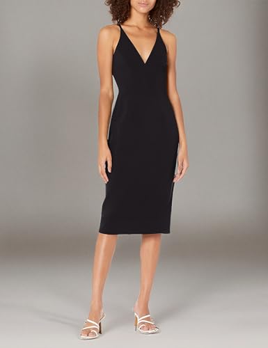 Dress the Population Women's Lyla Plunging Sleeveless Fitted Midi Sheath Dress3