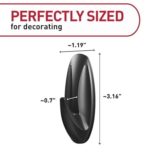 Image of Command Medium Black Designer Hooks, 9 Hooks, 12 Strips