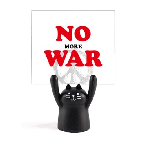Support pour mémo chat noir No More War idée cadeau originale