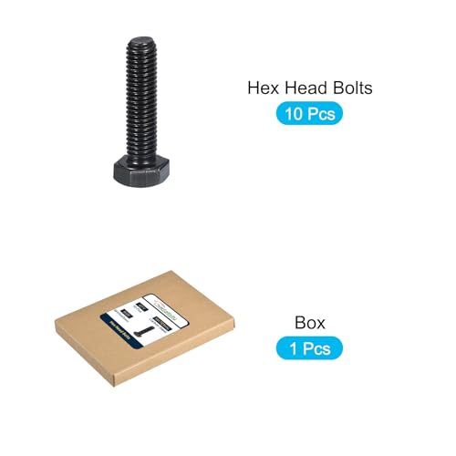 Image of METALLIXITY Hex Bolts (M10-1.5x40mm) 10Pcs, 8.8 Grade Carbon Steel Fully Threaded Black Oxide, Coarse Thread UNC Hex Head Screw Bolt - for Furniture Repair