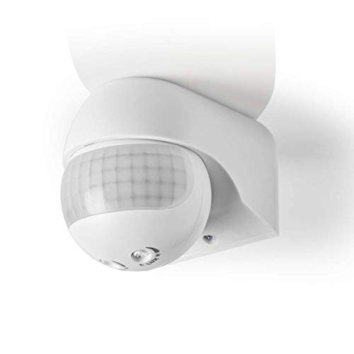 qwyeuro détecteur de mouvement infrarouge, ip44 led, portée intérieur/extérieur ip44,230 v max.12 m/180 °,800/400 w (blanc)